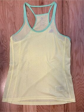 adidas 🏃‍♀️ Women's Bright Yellow Racerback Tank with Green Trim - US M